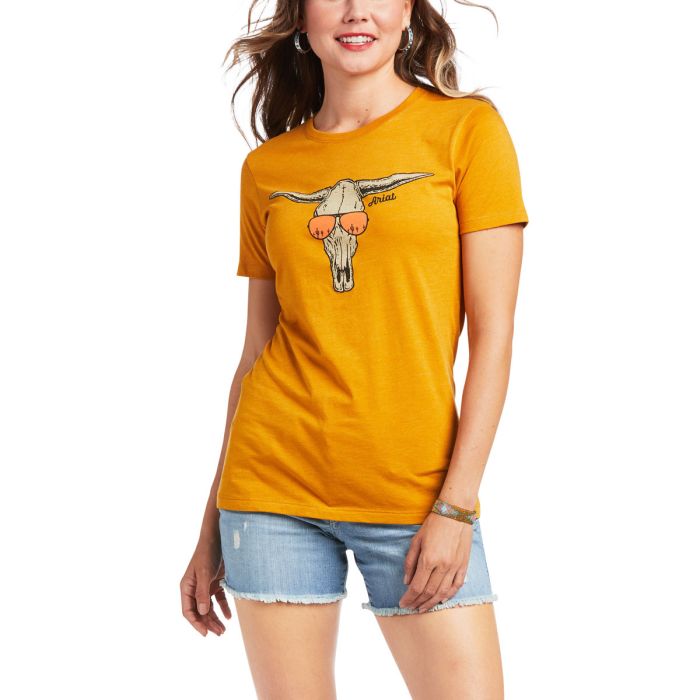 Ariat Ladies Sunglass Skull Tee - Buckhorn Heather