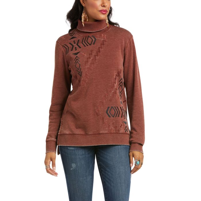 Ariat Ladies Cha Cha Slide Sweatshirt - Cherry Mahogany - Sz XS, L & XL Only