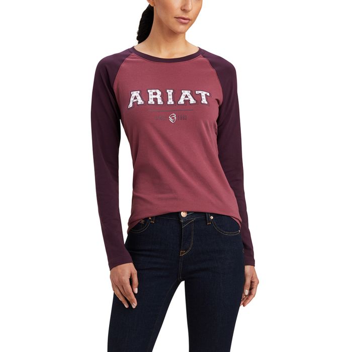Ariat Women's Varsity Long Sleeve Tee - Mulberry