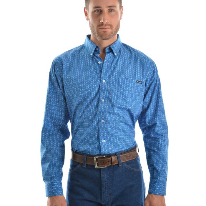 Wrangler Mens Warwick Print Long Sleeve Shirt