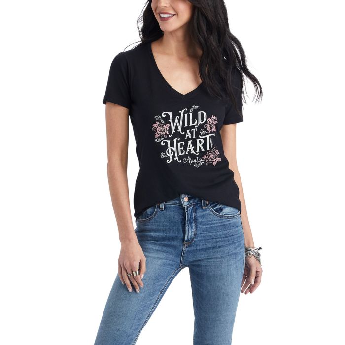 Ariat Ladies Wild Heart Tee - Black Heather - SZ XS & S Only